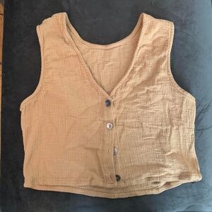 fashion brand company - 70s style tan and cream vest top